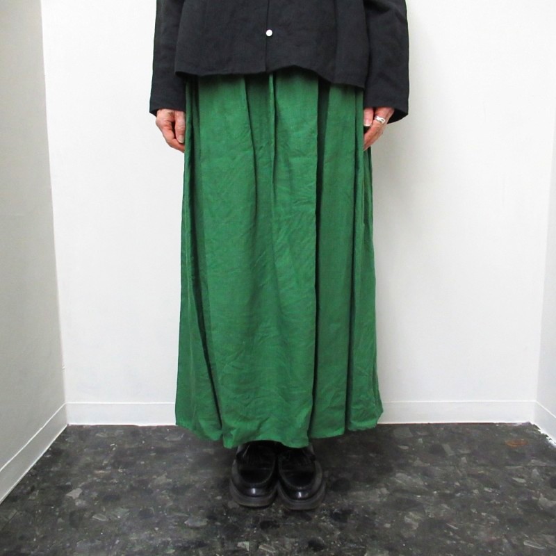 ina  フレンチリネンウエスト紐付き3段ゴムスカート /GR60 【日本製】